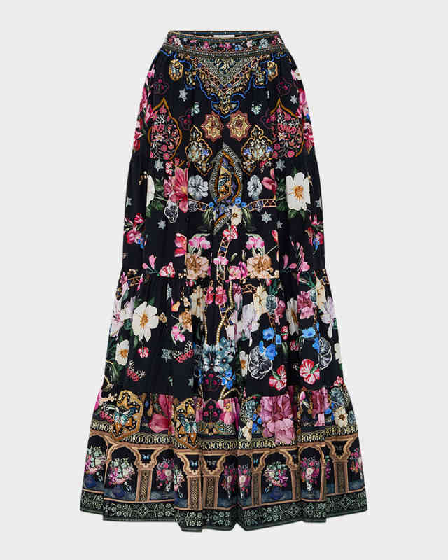 Midnight in Monserrate Tiered Maxi Skirt